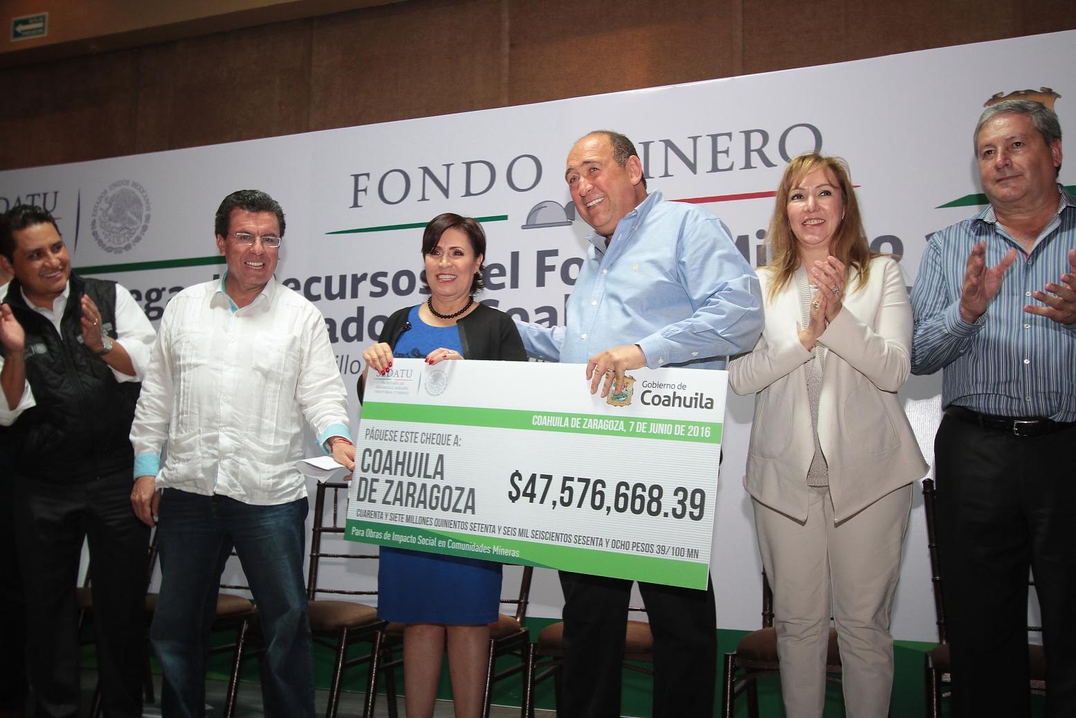Rubén Moreira, recibió de la titular de la SEDATU una partida de 47 millones 576 mil 668 pesos de ese presupuesto.