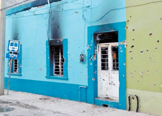 La casa en Ciudad Victoria donde agentes y presuntos plagiarios intercambiaron balazos. 