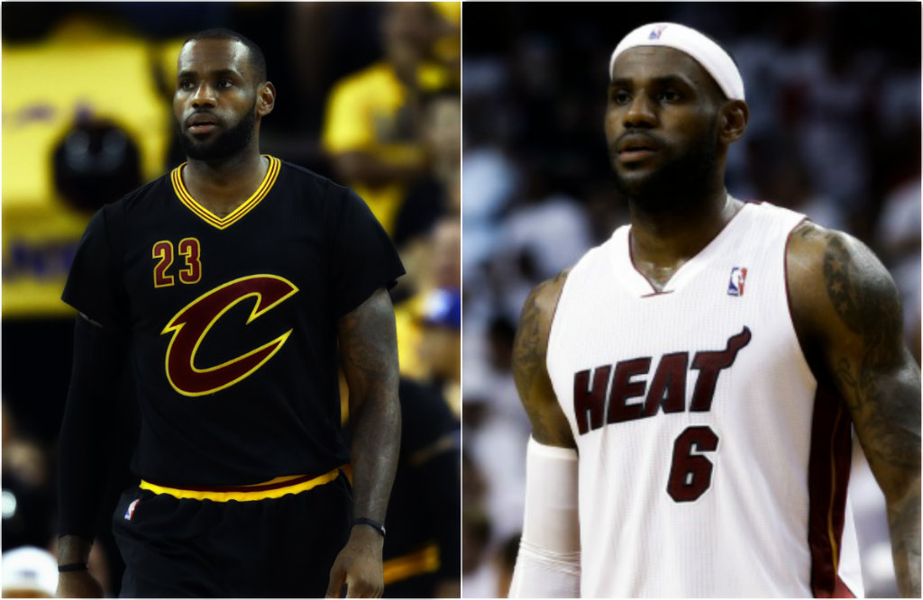 LeBron James con los Cavaliers y Miami Heat