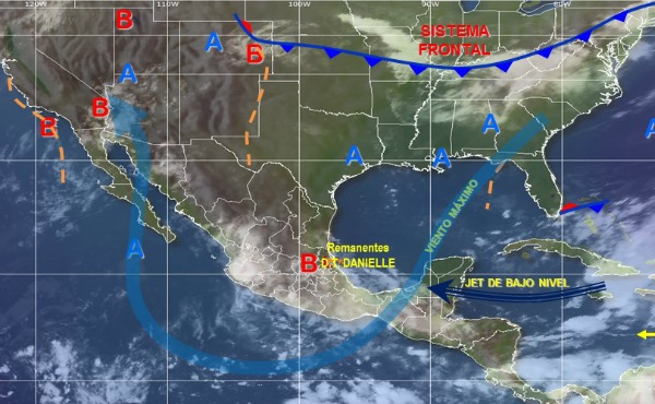 'Daniela' se degradó a depresión tropical en los límites de San Luis Potosí e Hidalgo.