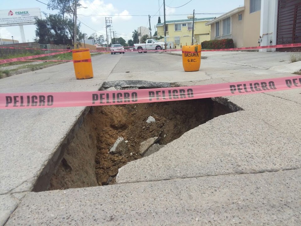 Primer hundimiento en Ciudad Madero en 2016.