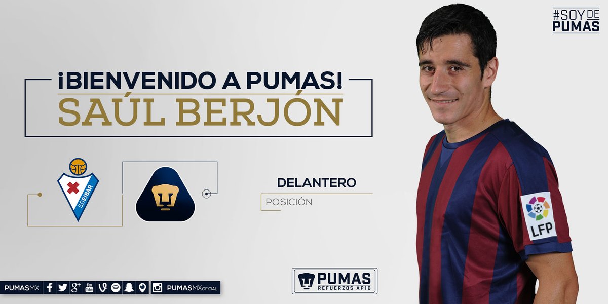 Saúl Berjón, nuevo refuerzo de Pumas