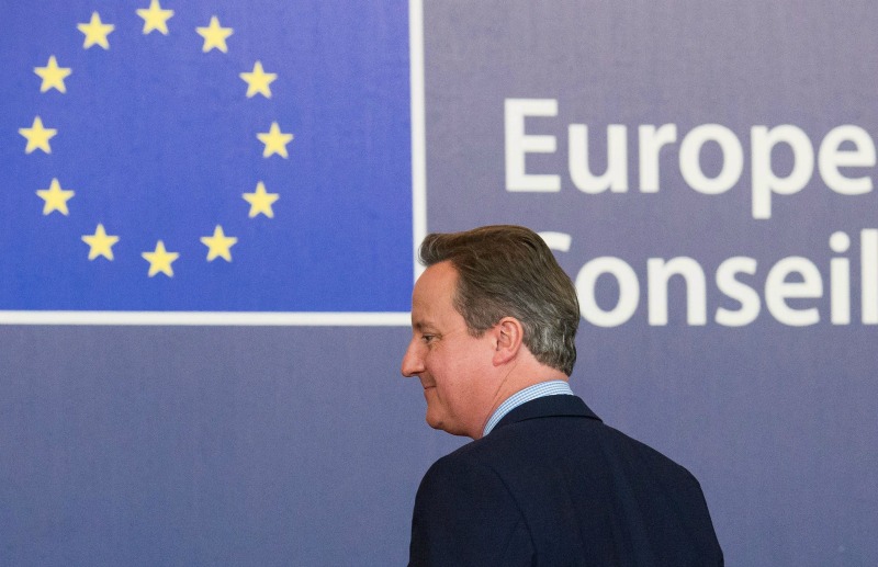 El primer ministro británico, David Cameron, al final del primer día de la Cumbre Europea.