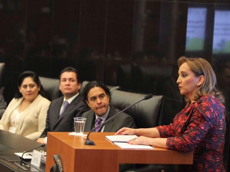 La secretaria de Relaciones Exteriores, Claudia Ruiz Massieu, en el Senado de la República.