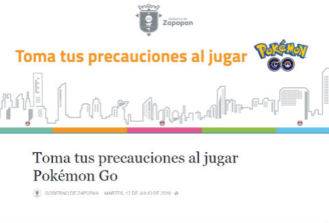 El gobierno de Zapopán publicó en su página de Facebook una guía para atrapar pokemones seguramente. 