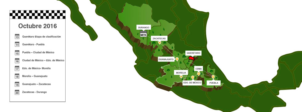 La ruta para la Carrera Panamericana 2016 