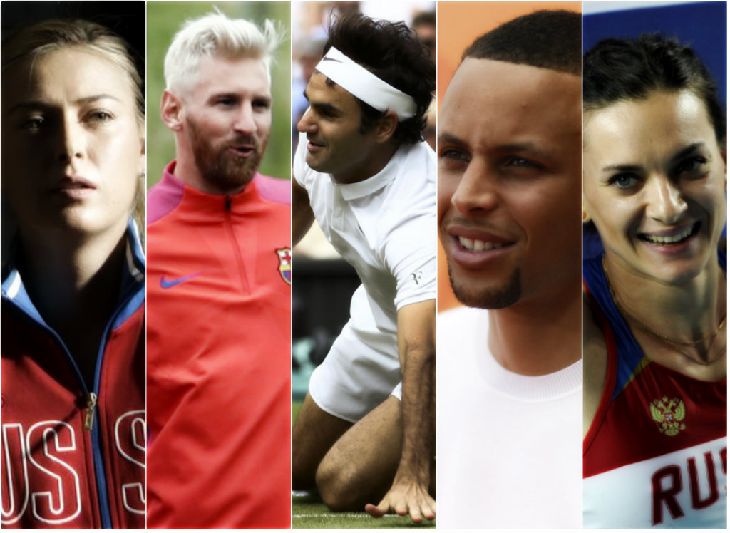 Sharápova, Messi, Federer, Curry e Isinbayeva 