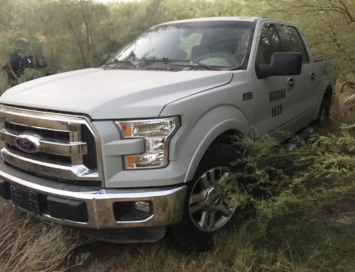 Camioneta decomisada en Reynosa.