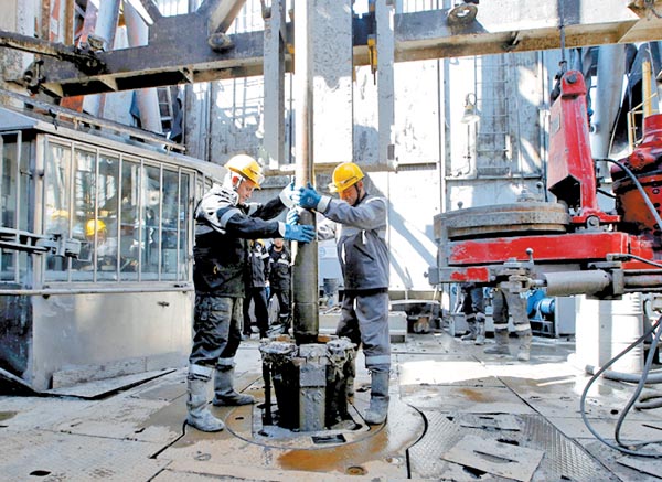 Obreros petroleros en el oeste de Siberia. 
