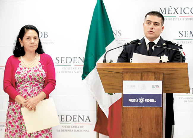 Patricia Bugarín, coordinadora nacional Antisecuestros, y Omar García, comandante de la Policía Federal. 
