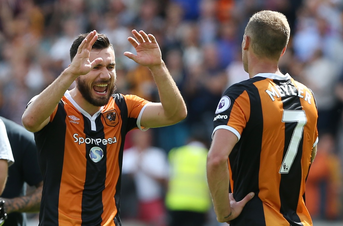 Hull city celebra victoria ante Leicester