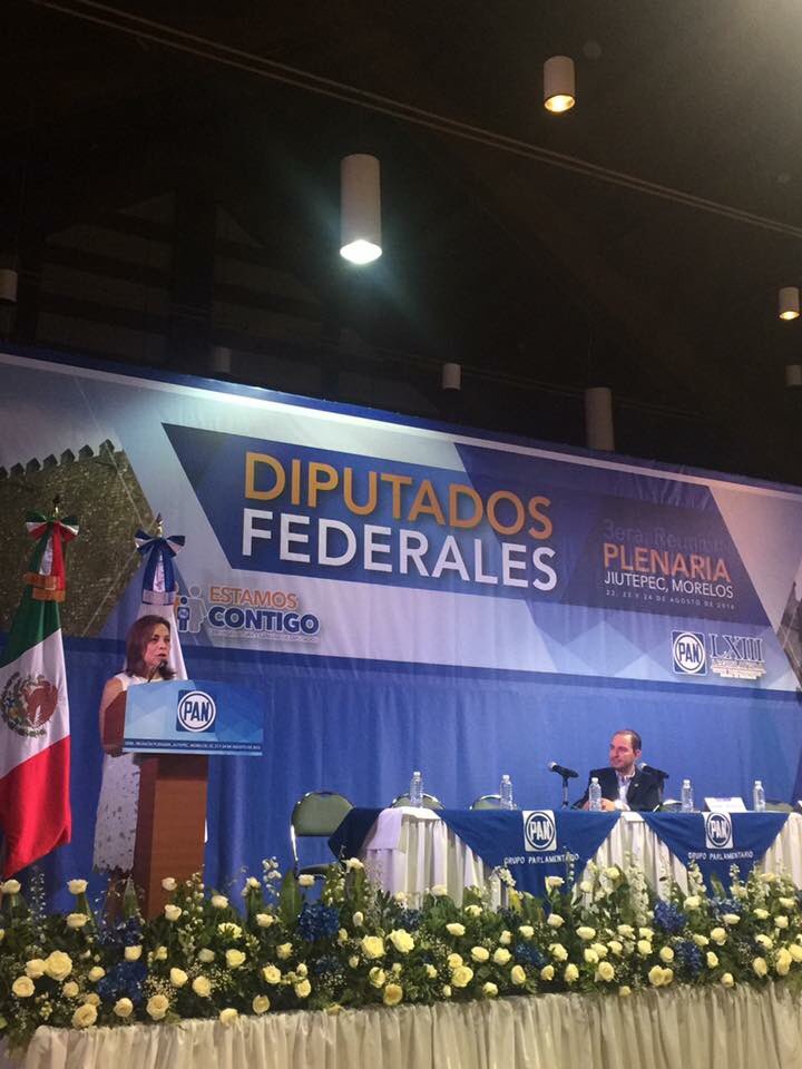 La ex candidata participa en la Reunión Plenaria de los legisladores panistas en Morelos.