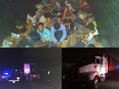 En la caja de redilas del tráiler viajaban 59 son hondureños, 19 guatemaltecos y 16, salvadoreños.