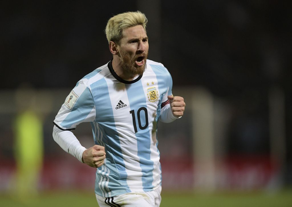 Messi celebra su gol ante Uruguay 