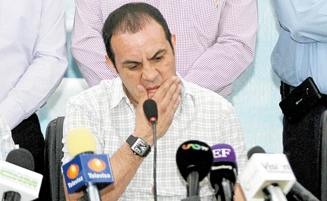 Cuauhtémoc Blanco, alcalde de Cuernavaca, en una conferencia de prensa. 