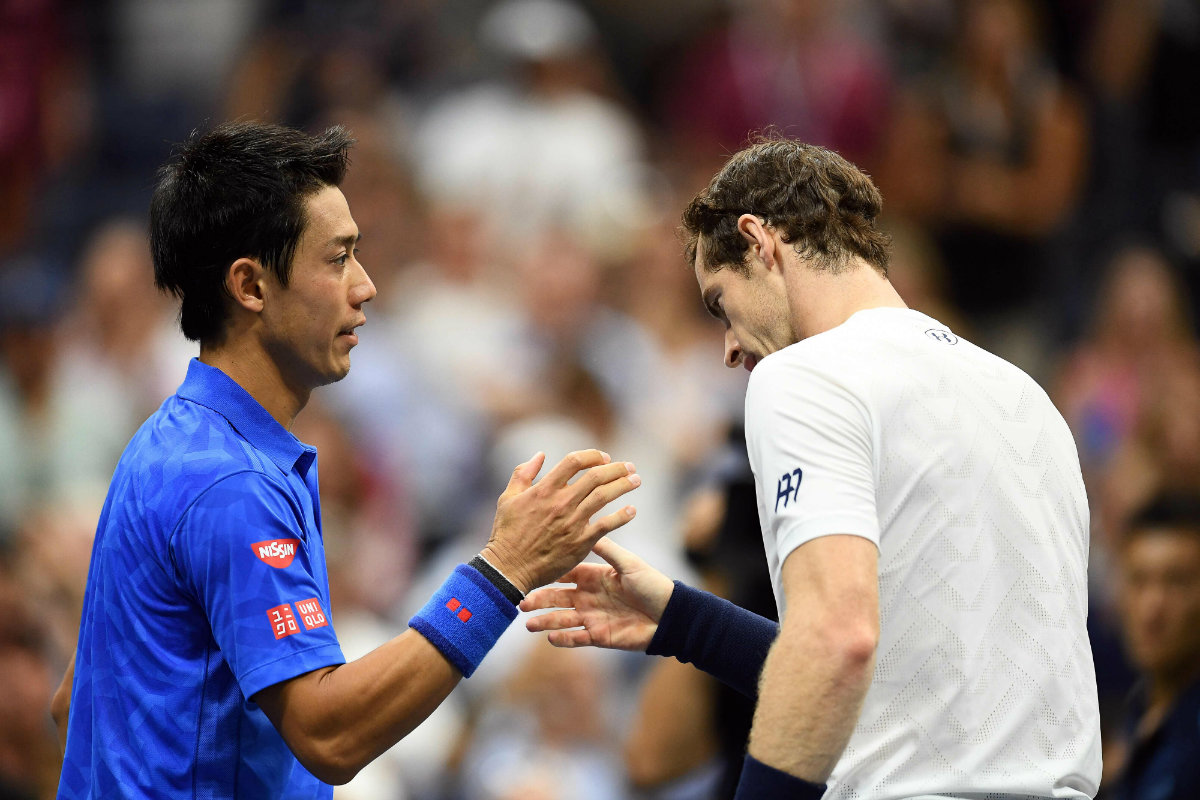 Kei Nishikori y Andy Murray luego del partido en el US Open