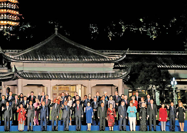 La fotografía con los líderes del Grupo de los 20, en Hangzhou, China. 