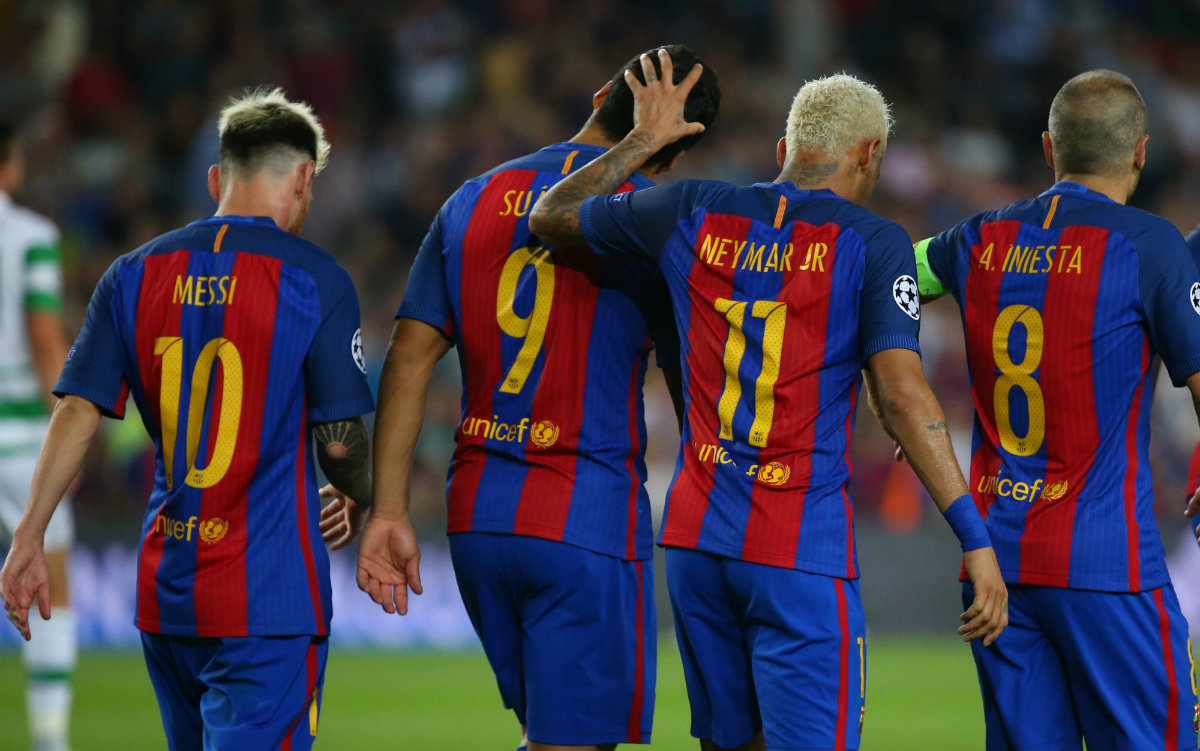 Messi, Suárez, Neymar e Iniesta del Barcelona