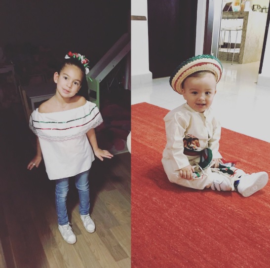 Los hijos del delantero listos para la fiesta mexicana