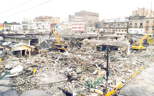 Derrumbe de los mercados de Tampico. 