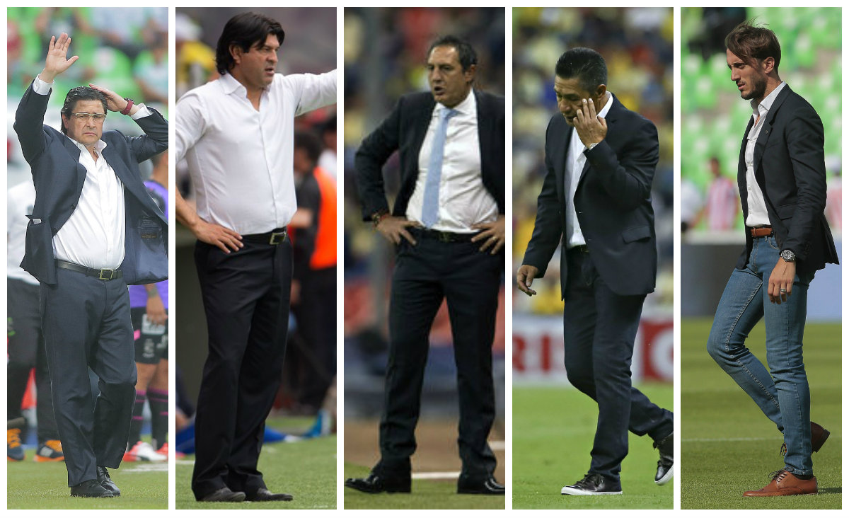 Luis Fernando Tena, José Cardozo, Pablo Marini, Ignacio Ambriz y Luis Zubeldía