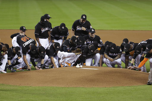 El conjunto de Miami recordó a José Fernández, serpentinero fallecido.