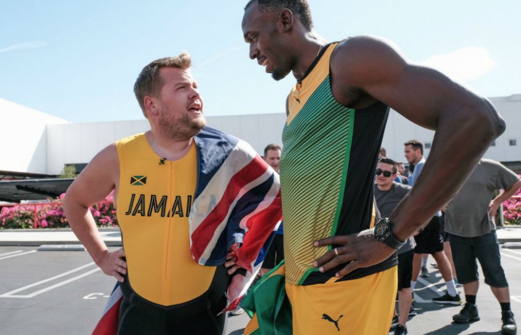 James Corden se enfrentó a Bolt, ganador de nueve medallas olímpicas