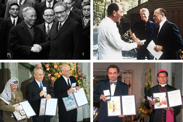 Henry Kissinger, Yaser Arafat, Anwar al-Sadat y Carlos Ximenes Belo fueron los líderes más controvertidos que recibieron el Nobel de la Paz.
