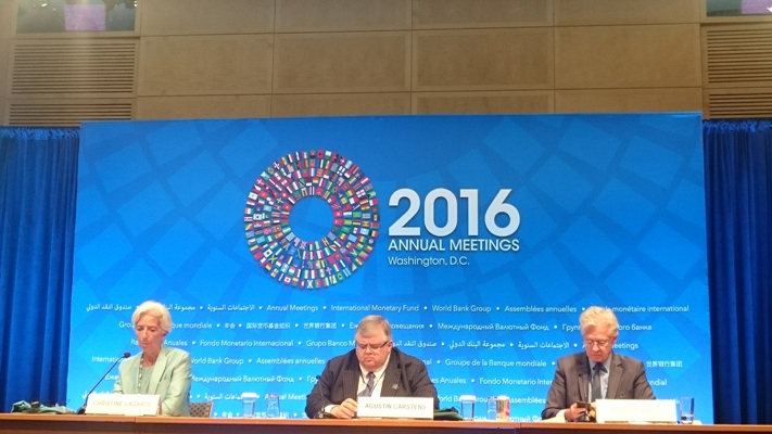 la directora del FMI, Christine Lagarde, y el gobernador del Banco de México, Agustín Carstens