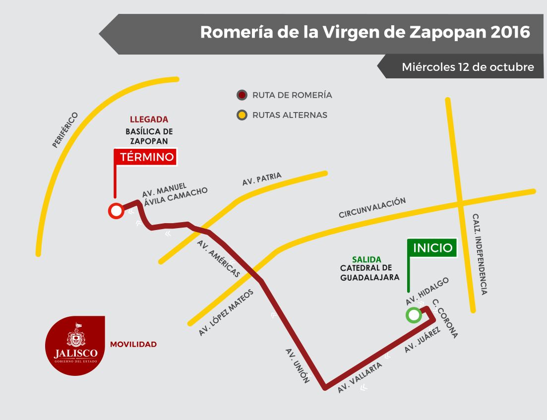 Rutas alternas del transporte público durante la Romería 2016