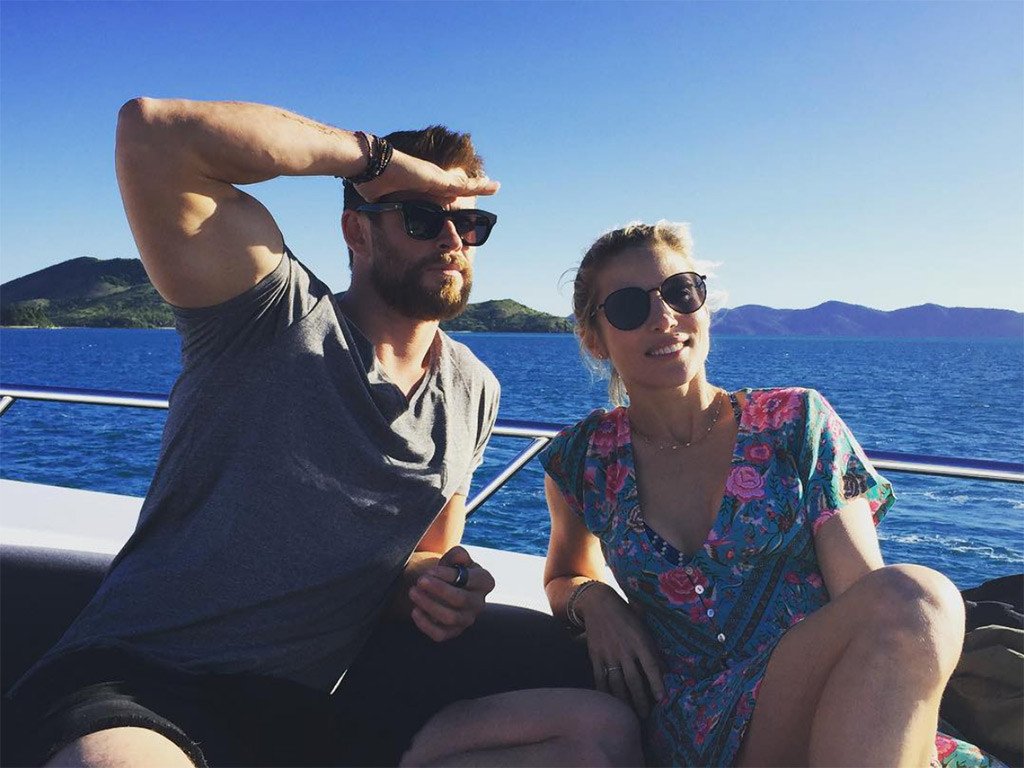 La imagen que compartió Hemsworth junto a Pataky. 