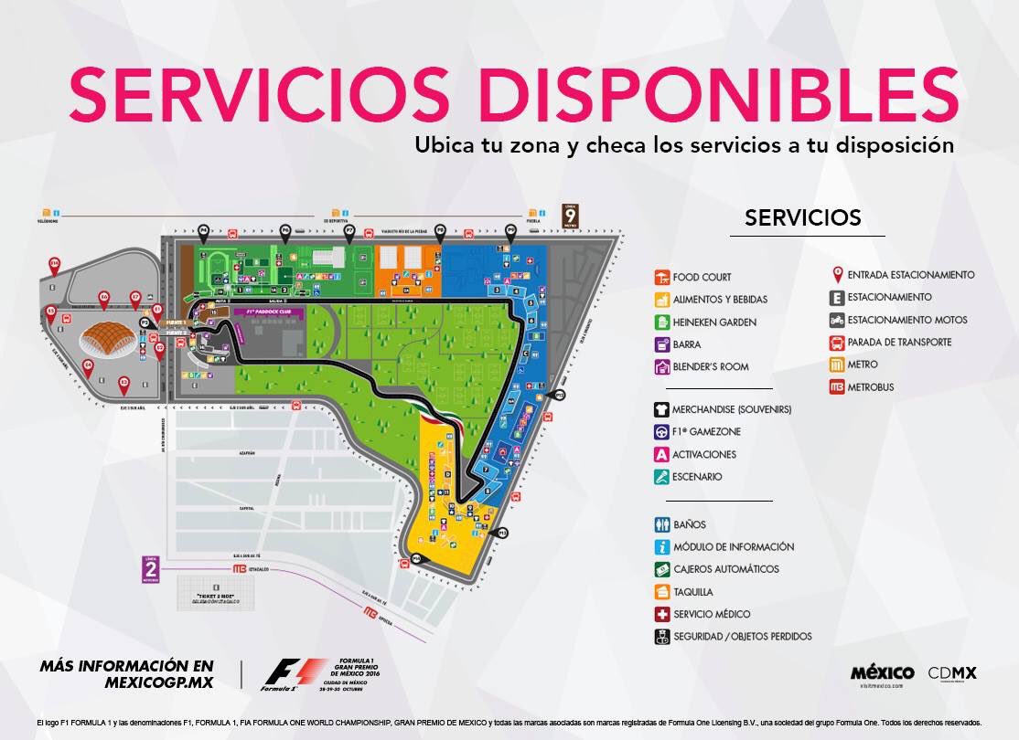 Mapa de servicios en el Gran Premio de México 