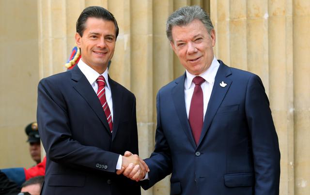 El presidente Enrique Peña Nieto se reunió en privado con su homólogo colombiano, Juan Manuel Santos.