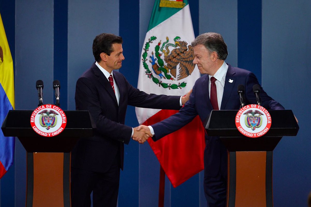 El presidente de México, Enrique Peña Nieto, y su homólogo de Colombia, Juan Manuel Santos.