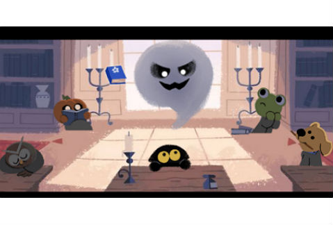 Momo es el protagonista del doodle de Google y quien tiene que vencer a los fantasmas que viven en su escuela. 