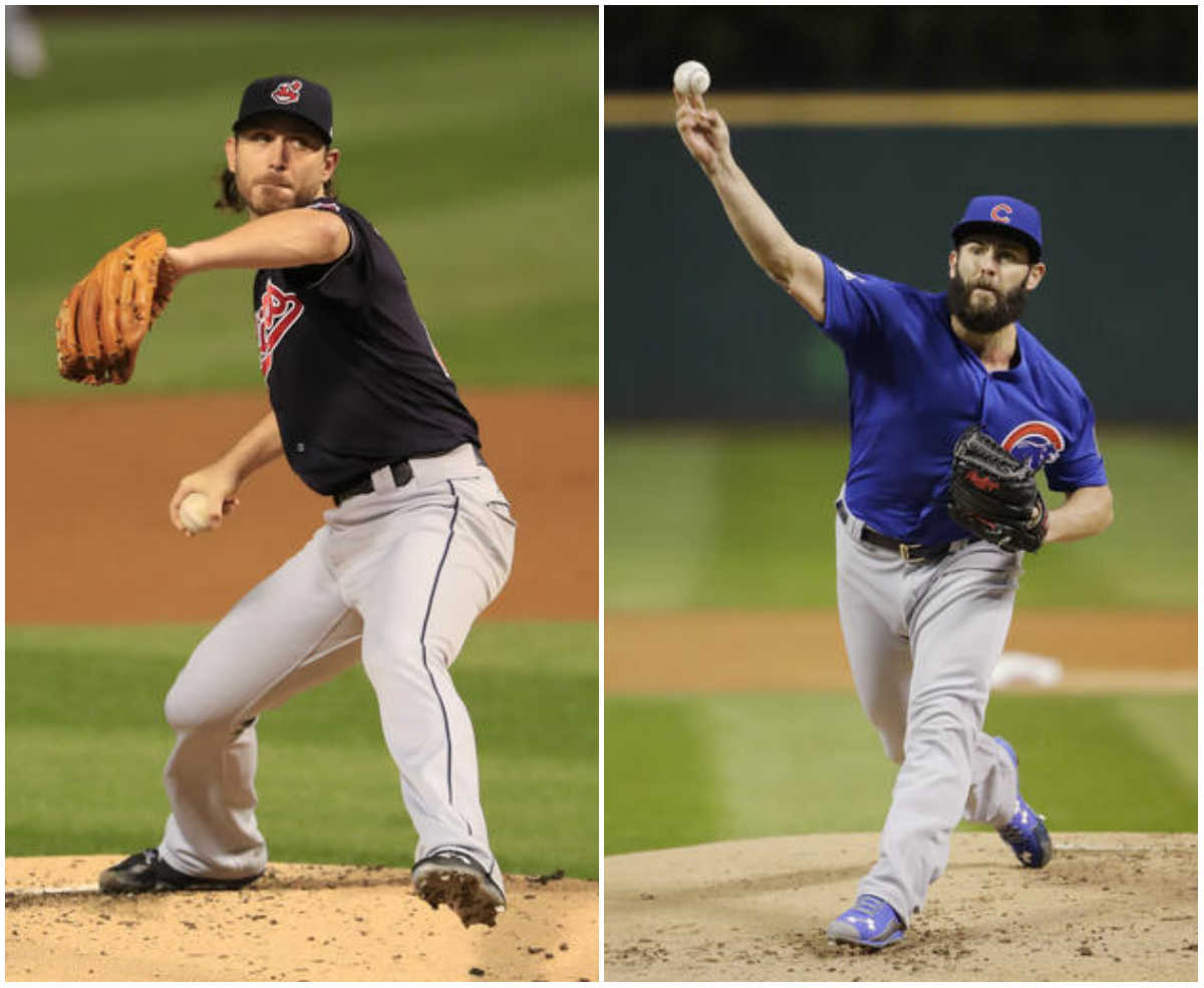 Josh Tomlin (Izq) y Jake Arrieta (Der)