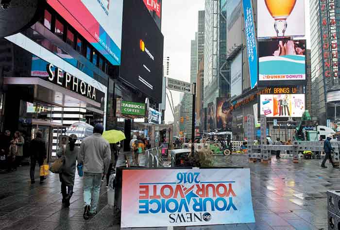 Sorpresa en el emblemática cruce de Broadway y la Séptima.