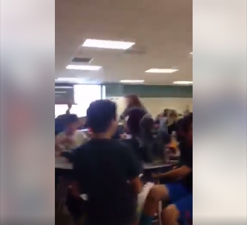 Los niños de la escuela Royal Oak gritaban "¡Construyan el muro!" a sus compañeros.