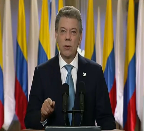 El presidente de Colombia Juan Manuel Santos ofreció un mensaje tras darse a conocer el nuevo acuerdo de paz entre la guerrilla de las FARC y el gobie