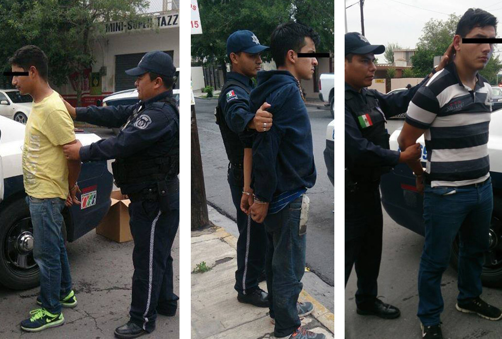 Después de estrellarse con un poste de concreto, los presuntos ladrones fueron alcanzados por la autoridades en el cruce de Ruiz Cortines y Río Frío.