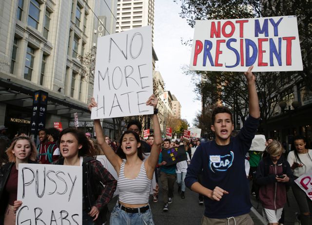 Una de las protestas en Seattle, Washington, contra Donald Trump.