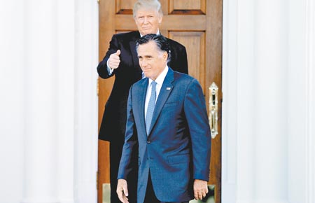 Mitt Romney, tras reunirse con Donald Trump para hablar de una posible incorporación al futuro gobierno.