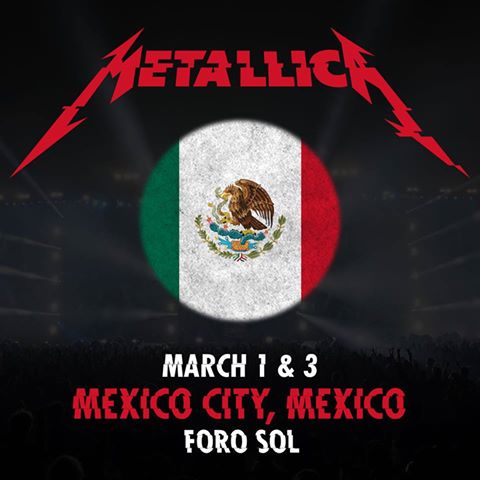 Metallica se presentará en el Foro Sol 1 y 3 de marzo de 2017. 