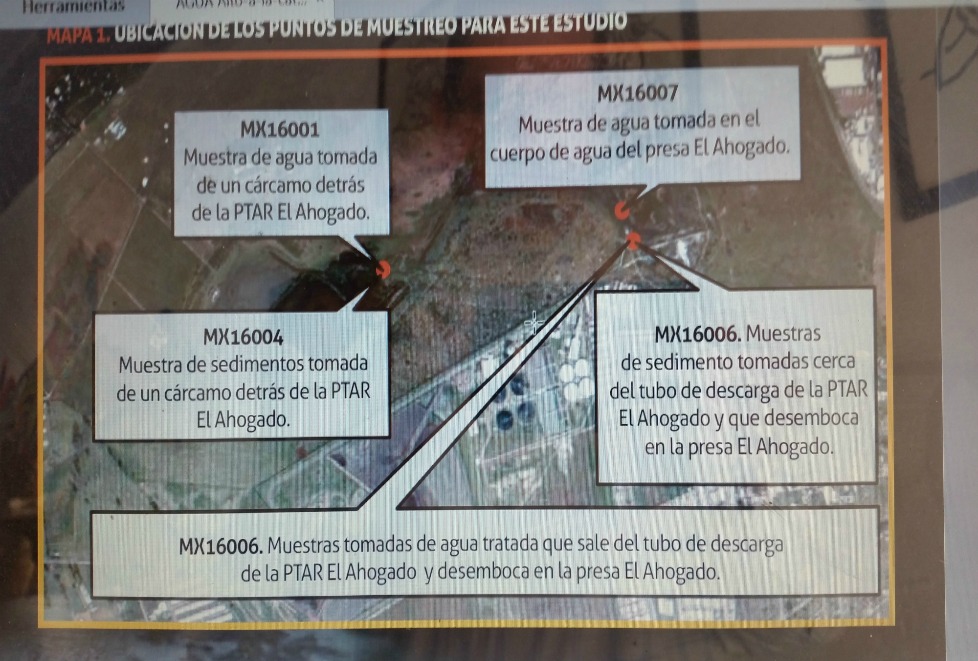 Este mapa muestra qué se halló en cada sitio de muestra.