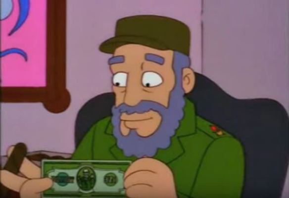 Fidel Castró se negó a devolver un billete de un trillón de dólares al señor Burns.