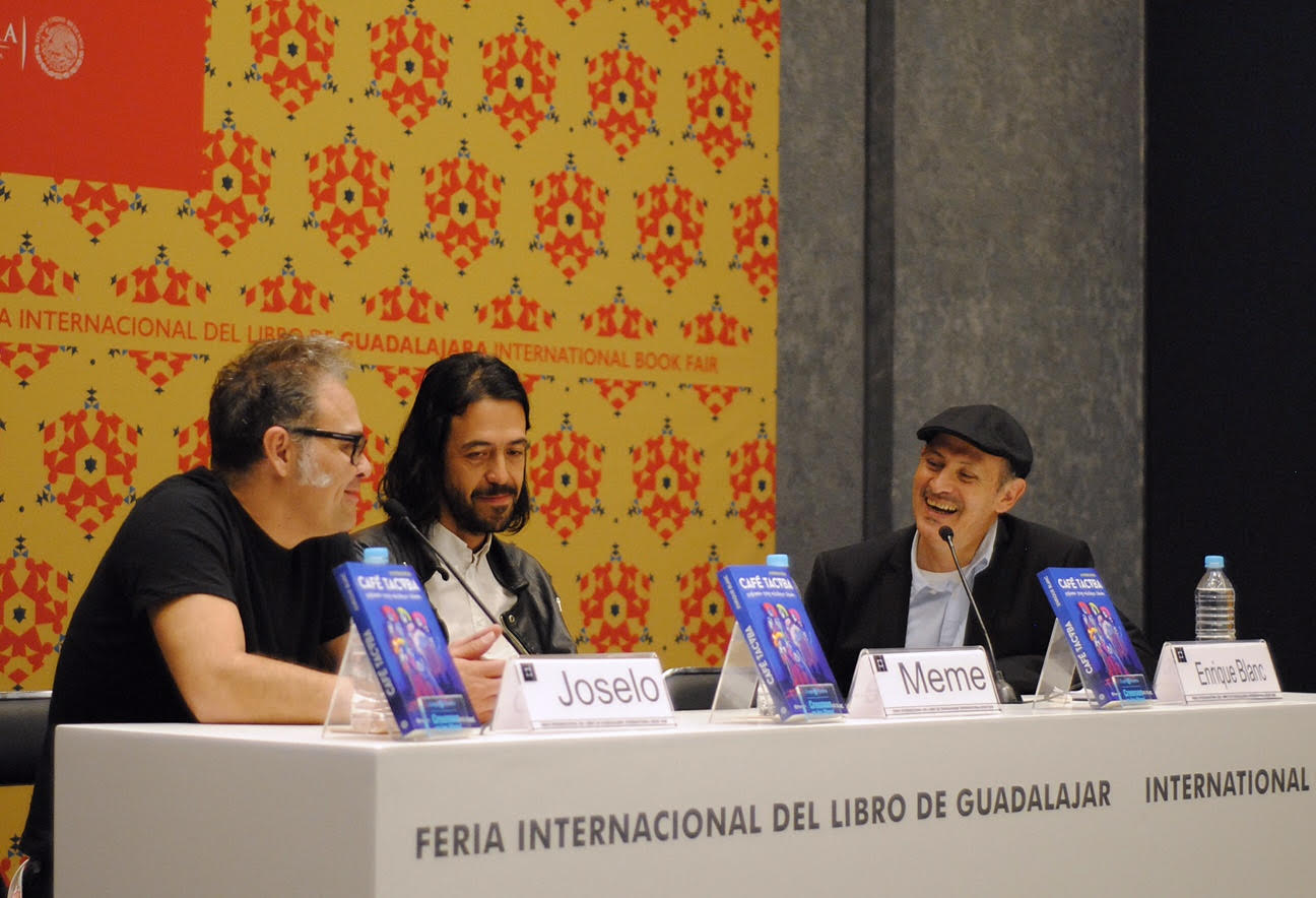 Joselo y Meme de Café Tacvba junto a Enrique Blanc