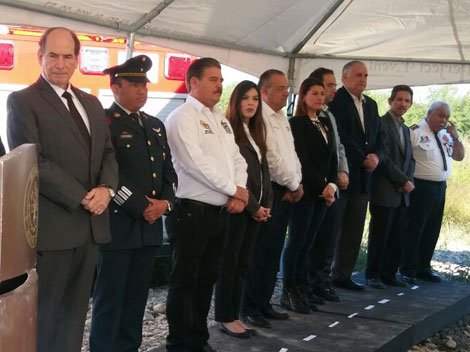 Gilberto Gerardo Villarreal Guzmán, presidente de Canaco, participó en el banderazo de inicio a las obras de la estación 14 de Bomberos.