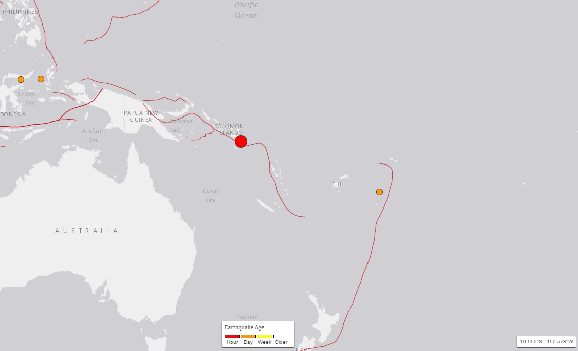 Un sismo de 7.7 grados Ritcher en las Islas Salomón, activo la alerta de tsunami en la zona, incluyendo Hawái.