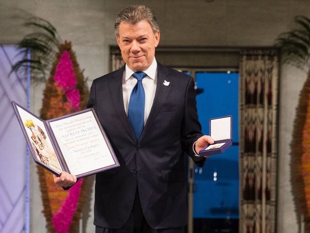 El presidente de Colombia, Juan Manuel Santos, recibió el Premio Nobel de la Paz.