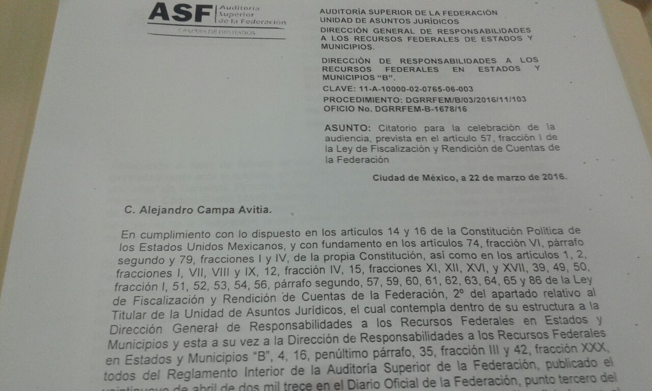 En Durango, acusan al ex Secretario de Salud, Alejandro Campa, de irregularidades por casi 27 millones de pesos.